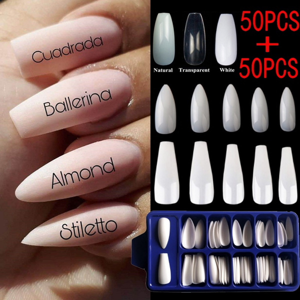 100Pcs/Set Transparent/Natural False Nails Art Tips Mixed 2Styles Ballerina  Nail Art Tips | Wish